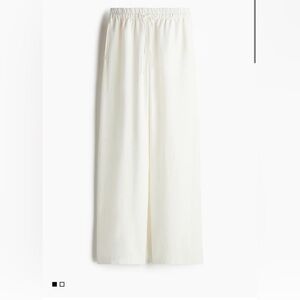 H&M Elegant White Wide-Leg White Linen Pants